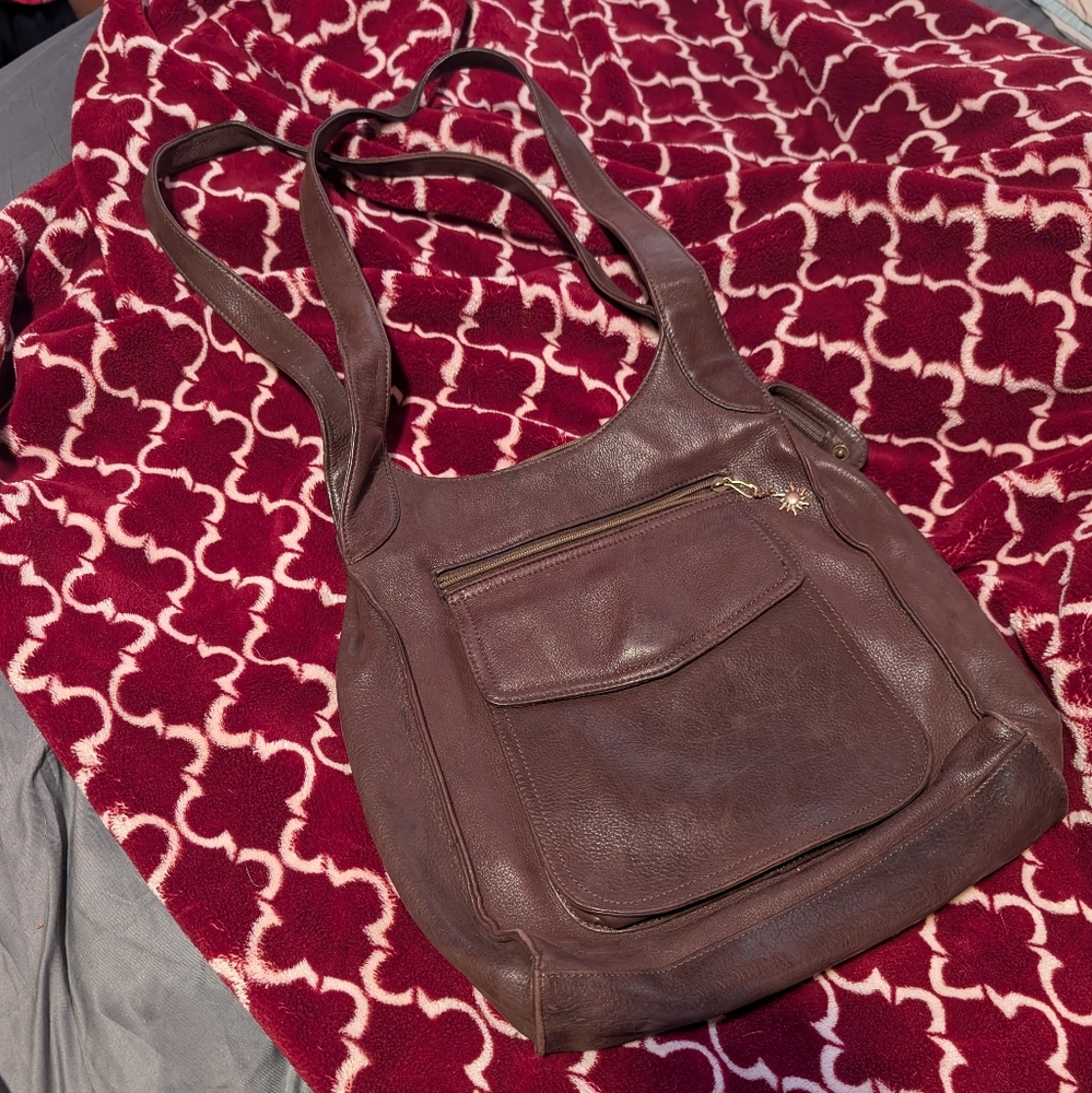 Chocolate Brown Genuine Leather Fossil Shoulder Bag